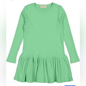 Marmar Copenhagen Girls Green Ruffle Hem Long Sleeve Dress Size 12